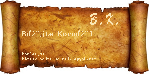 Böjte Kornél névjegykártya